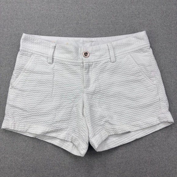 Lilly Pulitzer Pants - Lilly Pulitzer Callahan Shorts Womens 2 White Textured Cotton Resort Preppy